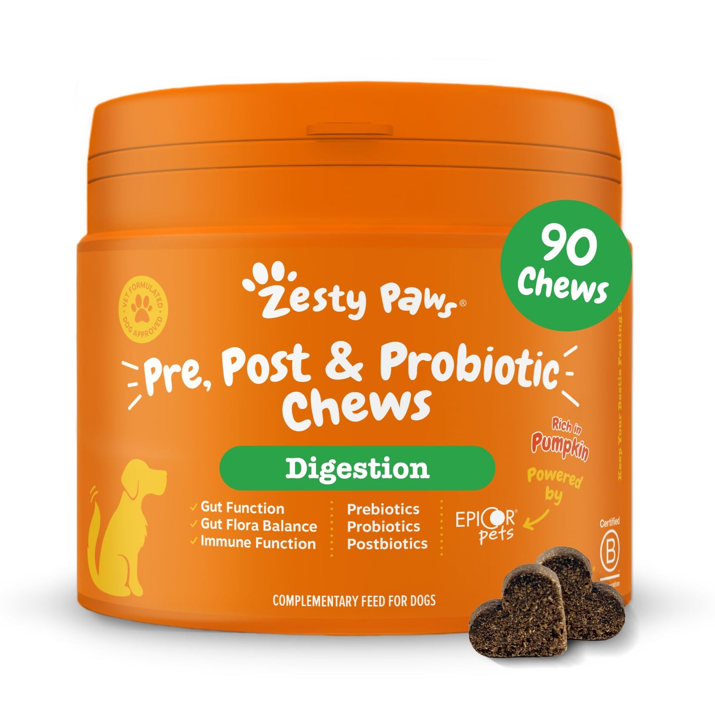 Zesty Paws Probiotic Bites for Dogs – Digestive Health Supplement