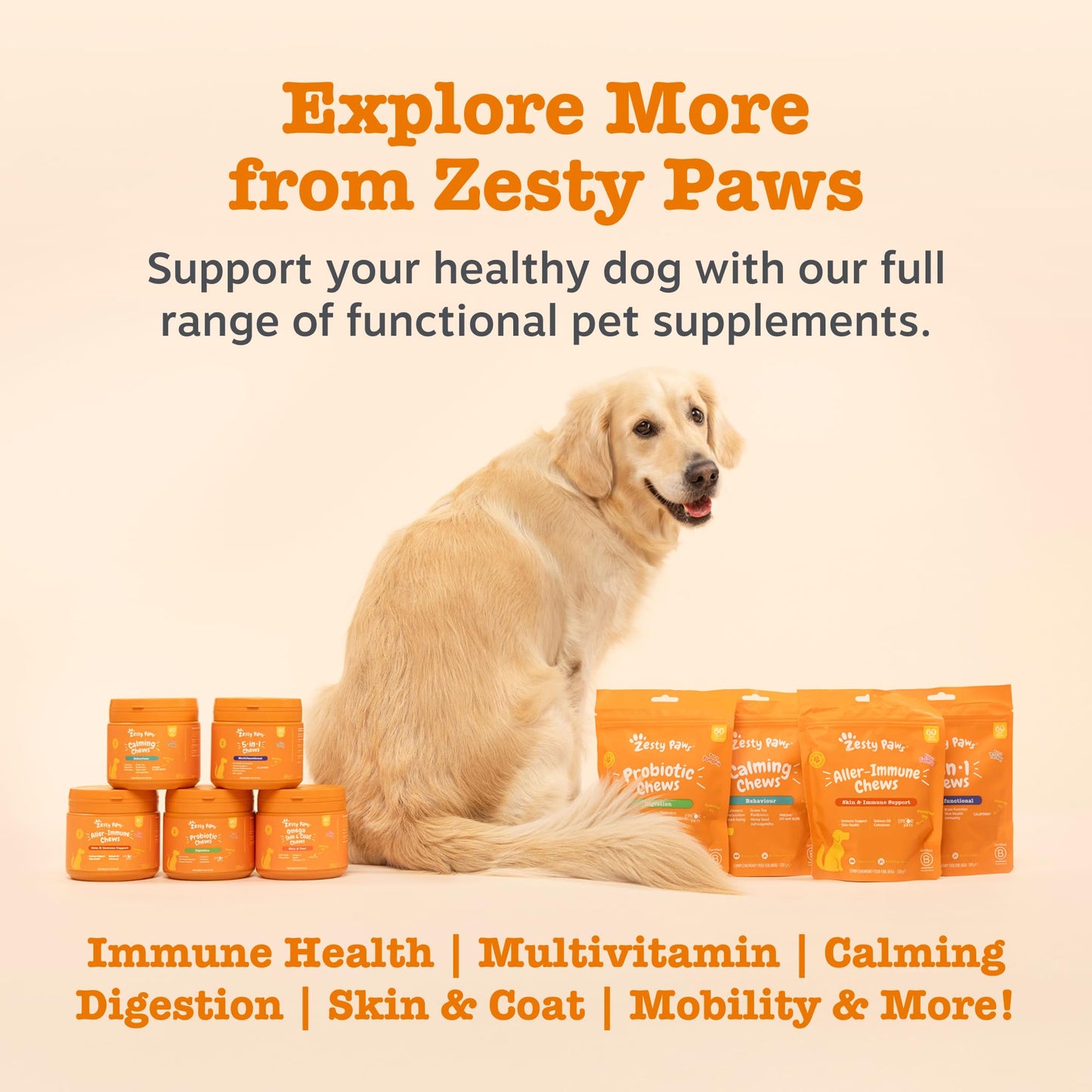 Zesty Paws Probiotic Bites for Dogs – Digestive Health Supplement