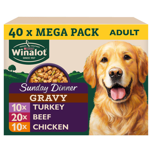 Winalot Sunday Dinner Mixed Wet Dog Food – 40 x 100g Pouches